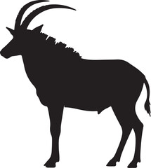 Sable Antelope Side View Silhouette Vector
