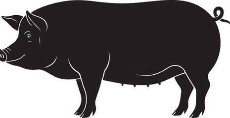 Saddleback Pig Silhouette Vector