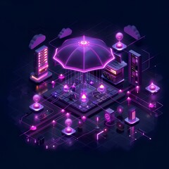 Isometric Scene of Purple DRaaS Concept Illustration