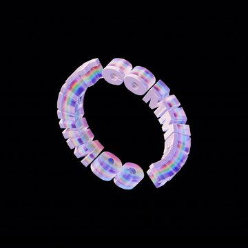 Looped 3D ring typography spelling &ldquo;COMMENT&rdquo; in soft glossy rainbow letters.