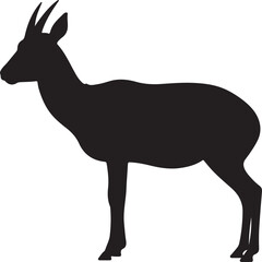 Steenbok Side View Silhouette Vector