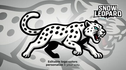Snow Leopard Mascot Logo Vector – Esport Gaming Wild Cat Design
