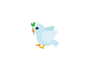 Dove of peace vector isolated emoticon. Dove emoji. Pigeon color icon