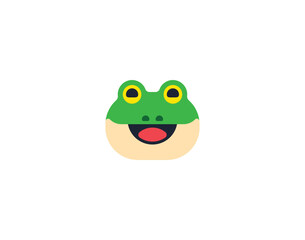 Frog face vector isolated emoticon. Frog face emoji. Frog head color icon