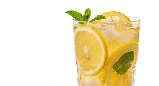 Refreshing Lemonade: A refreshing lemonade, a symphony of zesty citrus and cool mint, creating the perfect elixir for summer.