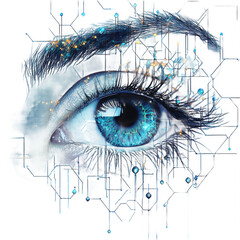 Eye technology digital art futuristic vision artificial intelligence ai on transparent background