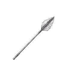 Minimal Arrow with Delicate Linework and a Tilt Isolated on Transparent Background