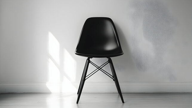 Black chair in minimalist setting  D0920