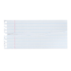 Torn lined notebook paper with left margin holes