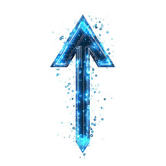 Futuristic Arrow with Digital Precision in Electric Blue Isolated on Transparent Background