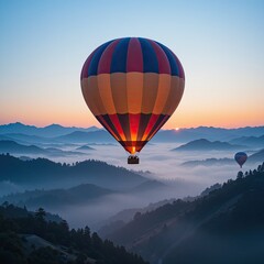 Sunrise Hot Air Balloon Ride Over Misty Mountains