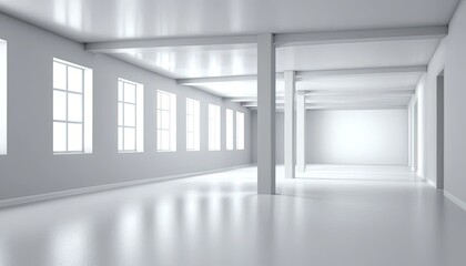 Fototapeta premium Modern Minimalist White Interior Hallway Design