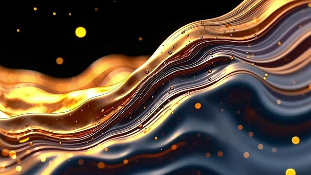 Abstract golden background with waves, liquid gold and silver texture