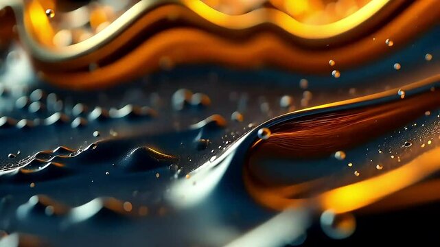 Abstract golden background with waves, liquid gold and silver texture