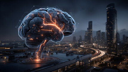 AI. Businessman touch artificial intelligence structure global network. Artificial intelligence has transformed global connected businesses, enabling them to leverage data effectively.