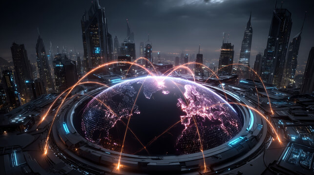 AI. Businessman touch artificial intelligence structure global network. Artificial intelligence has transformed global connected businesses, enabling them to leverage data effectively.