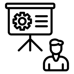 IT Employee Training Vector Line Icon Design