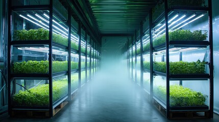Modular Vertical Farming System in Warehouse