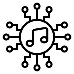 AI-Powered Music Composition Vector Line Icon Design