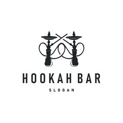retro vintage design shisha bar concept logo hookah smoke pipe template hookah simple black silhouette
