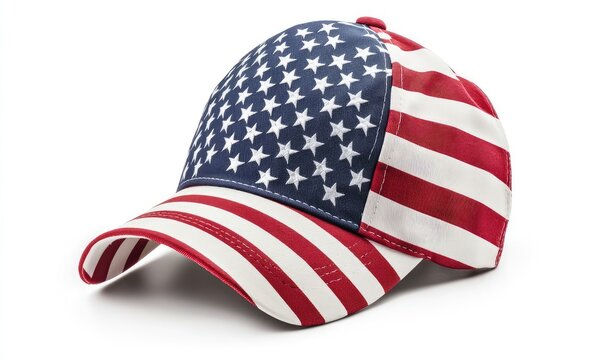 American flag baseball cap with patriotic design. AI generated illustration.