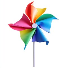 Colorful pinwheel with rainbow colored blades