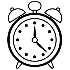 Black retro alarm clock vector illustration isolated on white