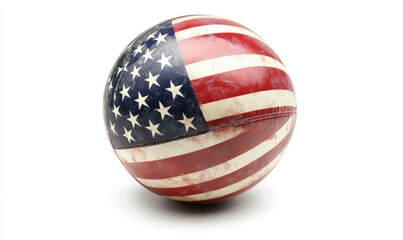 Obraz premium American flag football game ball with patriotic design. AI generated illustration.