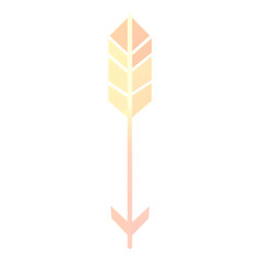 Minimalistic Arrow with Soft Gradients in Pastel Yellow Isolated on Transparent Background