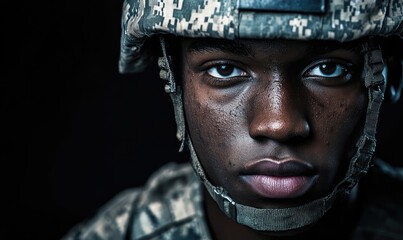 Army soldiers portrait showcasing diversity and inclusivity. AI generated illustration.