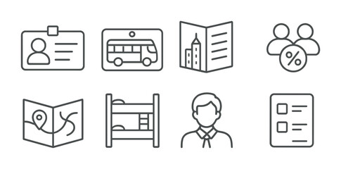 Business and office outline icons set – linear, corporate, work design symbols