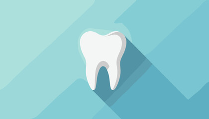 Minimalistic illustration of a white tooth on a gradient background, symbolizing dental health and hygiene
