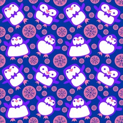 Christmas animals seamless penguin pattern for wrapping paper and fabrics