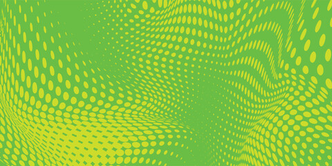 Dots halftone green color pattern gradient texture with technology digital background. Dots pop art comics with nature graphic design.