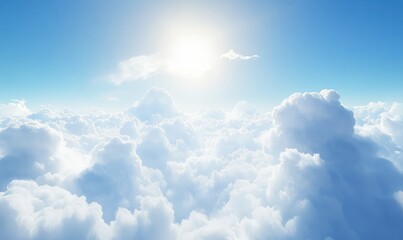 Fototapeta premium High-resolution view of bright blue sky with soft, fluffy white clouds. AI generated illustration.