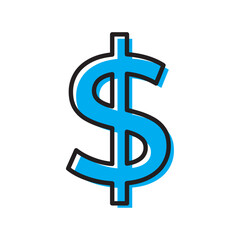 Black dollar sign icon. Vector