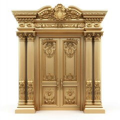 Obraz premium Ornate gold double doors with elaborate carvings and columns