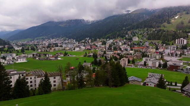 famous swiss town of davos 4k 50fps video
