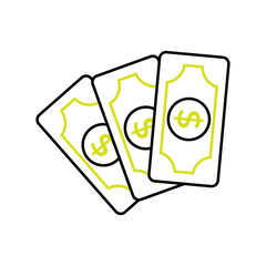 Three dollar bills icon. Vector