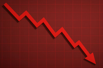 A striking graphic depicting a red downward trend, symbolizing loss or decline in finance. The sharp lines emphasize a significant drop, perfect for business-related themes.
