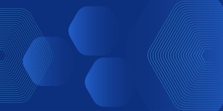 Modern abstract blue background with glowing geometric lines. Blue gradient hexagon shape design. Futuristic technology concept.