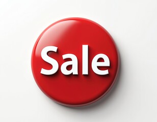 Red sale badge with white text on white background. Flash sale discount offer, shop promotion announcement, special deal, banner. E-commerce marketing design, seasonal retail business event.