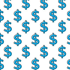 Blue dollar symbol repeat. Vector