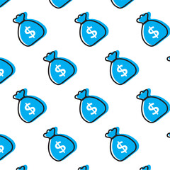 Naklejka premium Money bag pattern blue. Vector