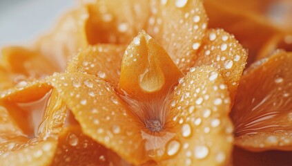 Close-up of an orange flower with water droplets