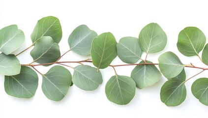 Eucalyptus branch with leaves on white background (3)