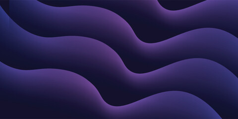 Dark abstract background with glowing wave. Shiny moving lines design element. Modern purple blue gradient flowing wave lines.