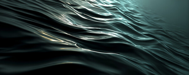 Abstract waves of liquid with light highlights and muted blue tones create a serene and visually captivating impression.