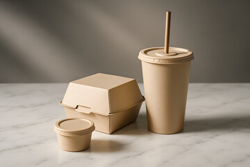 Eco- Friendly Take-Away Fast Food Meal 