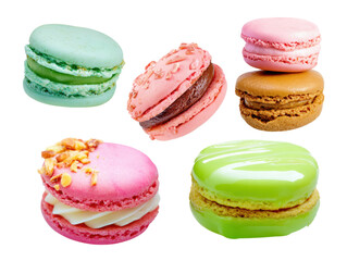 Fototapeta premium Colorful Macarons isolated png cutout.